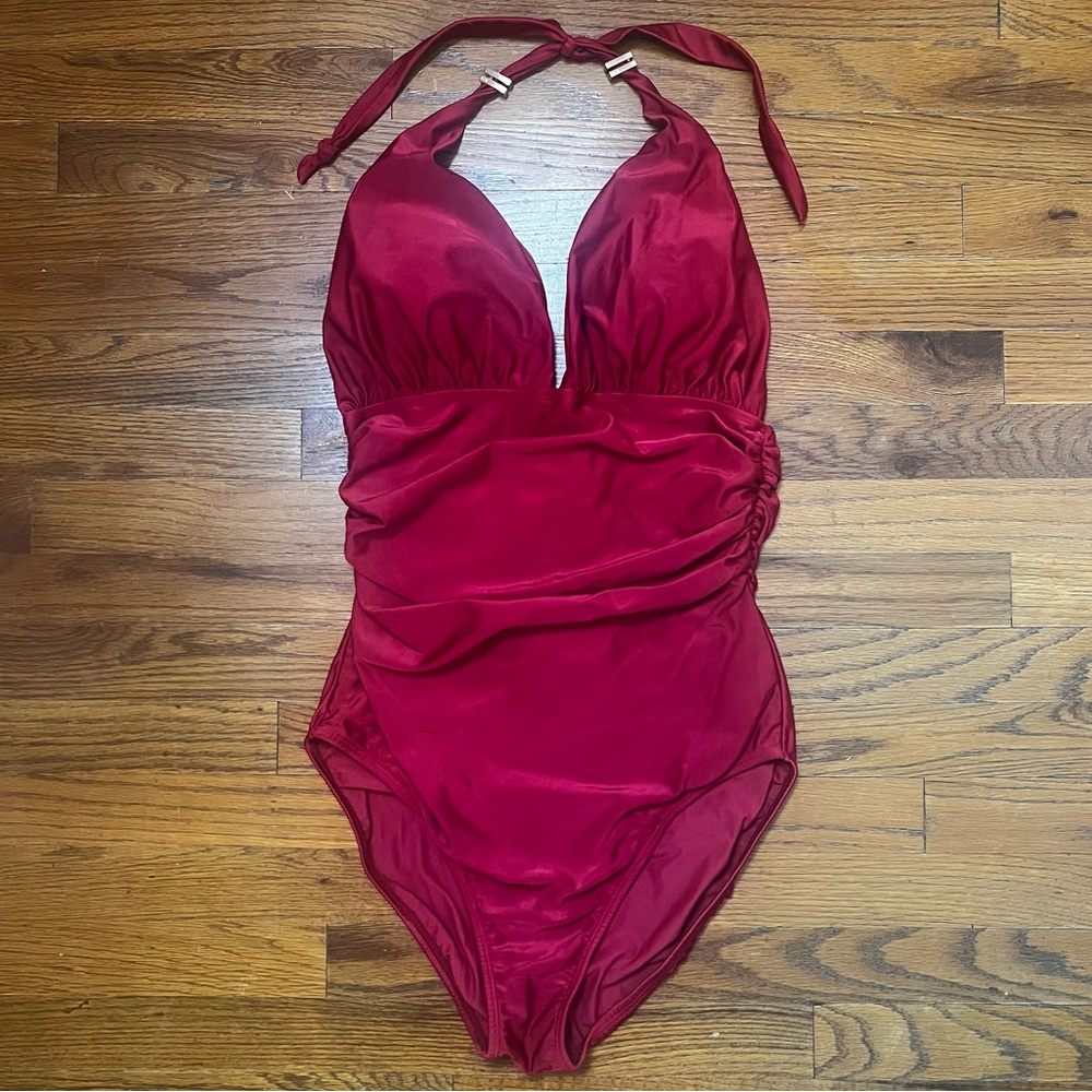 Vix Paula Hermanny Solid Red One Piece Swimsuit Size L